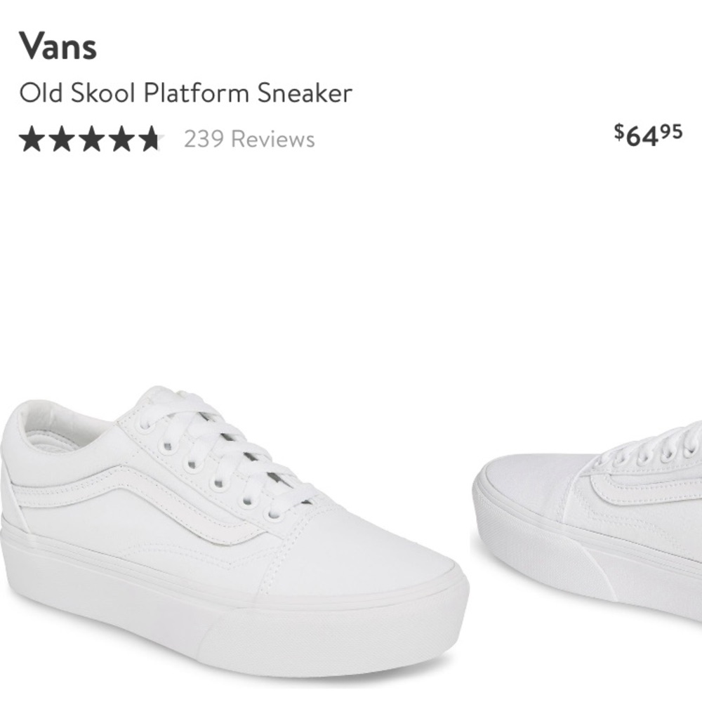 White Platform Vans Sneakers Size 7
